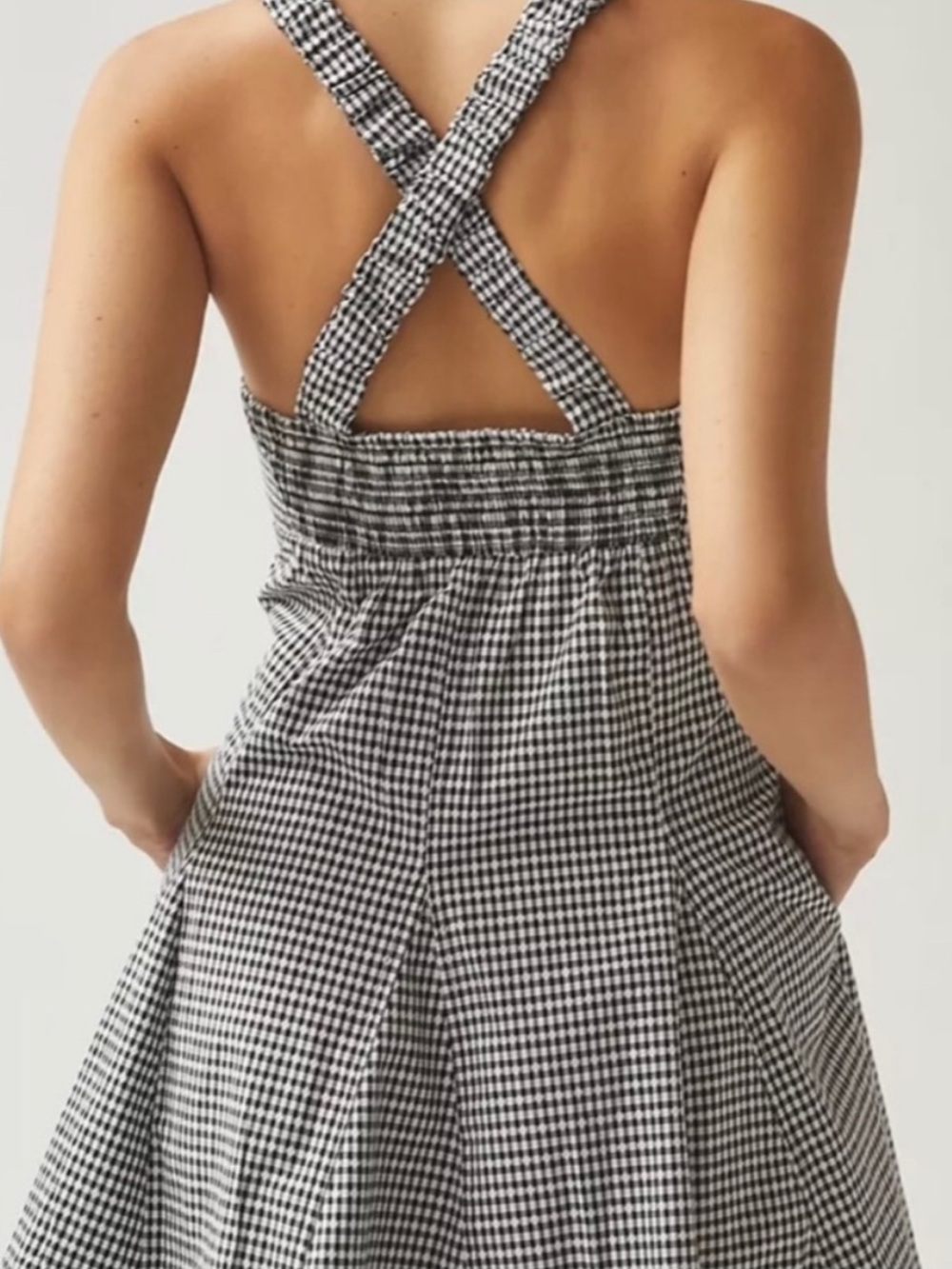 Maeve by Anthropologie Gingham Black and White Sundress with Crossback Straps - Picture 2 of 12